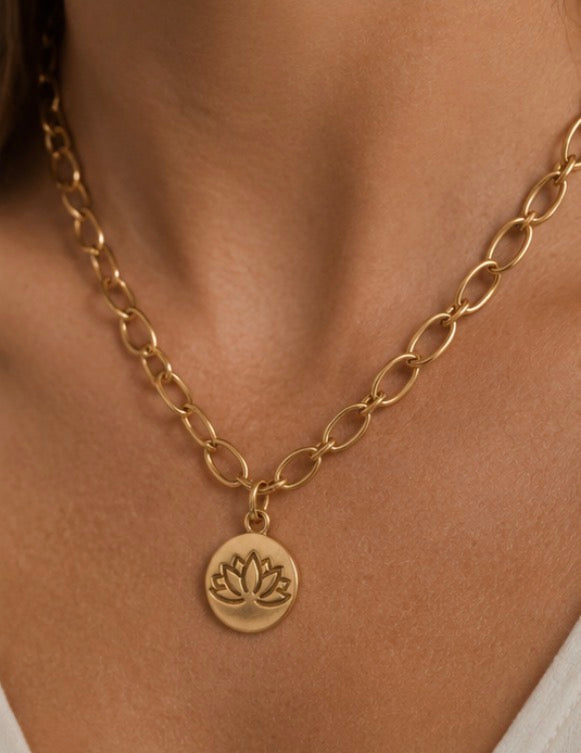 Lotus Gold Chain Necklace