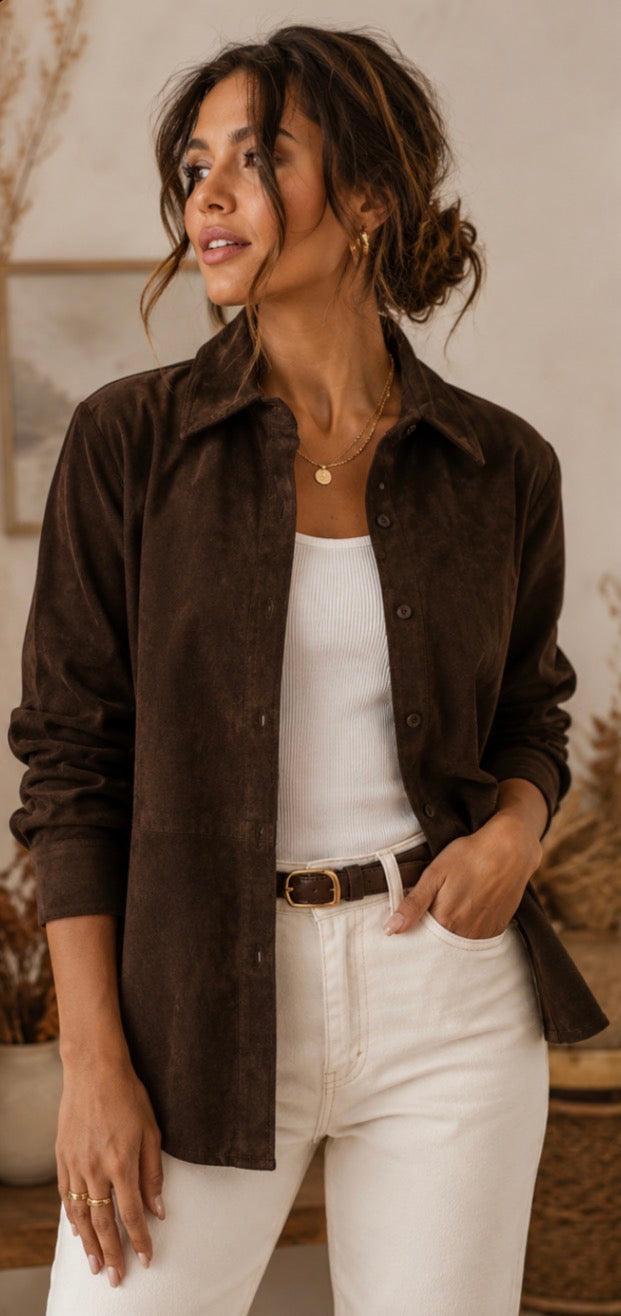 Brown Jacket | Lapel Suede Jacket