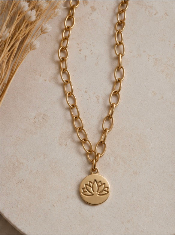 Lotus Gold Chain Necklace