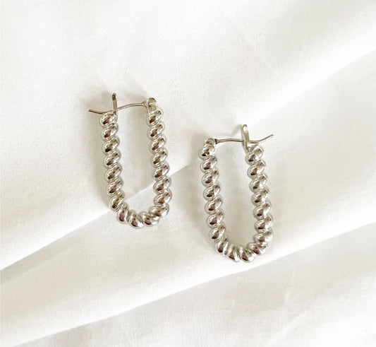 Croissant Hoops (white gold) | Earrings
