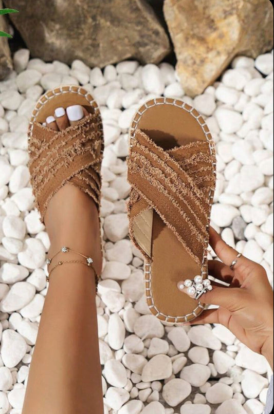 Boho Flat Straw Sandals